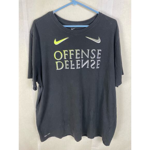 Nike Mens Offense Defense Dri Fit Black Short Sleeved TShirt Size XXL - Picture 1 of 5